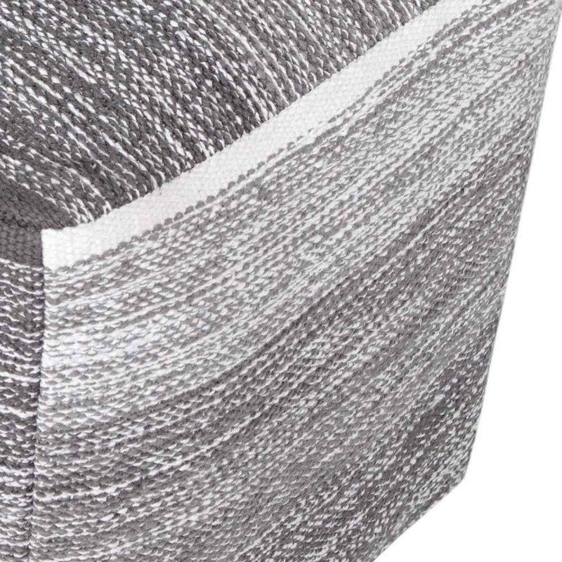 16" Gray Cotton Striped Pouf Ottoman