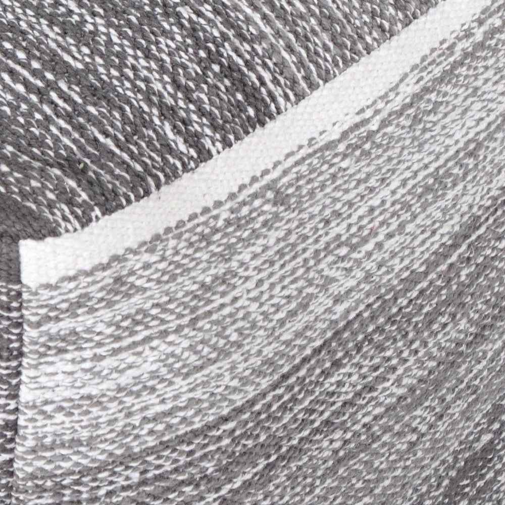 16" Gray Cotton Striped Pouf Ottoman