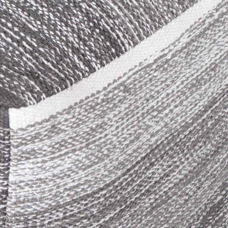 16" Gray Cotton Striped Pouf Ottoman