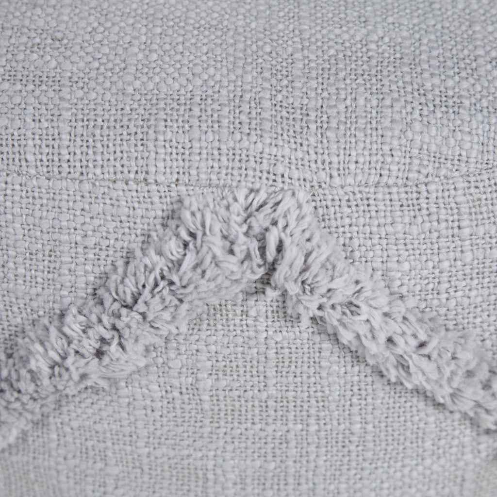 18" Gray Cotton Cylinder Geometric Pouf Ottoman