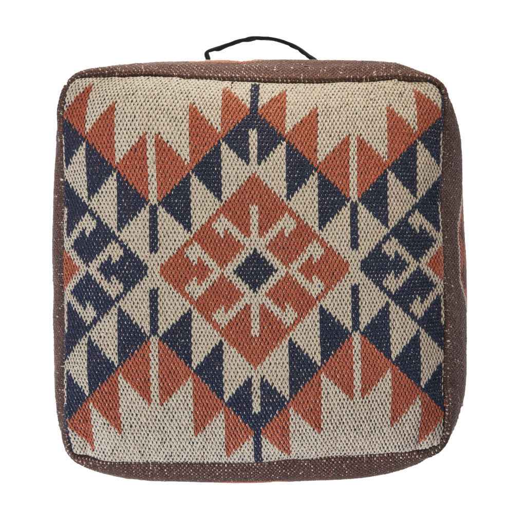 18" Brown Tribal Pouf Ottoman