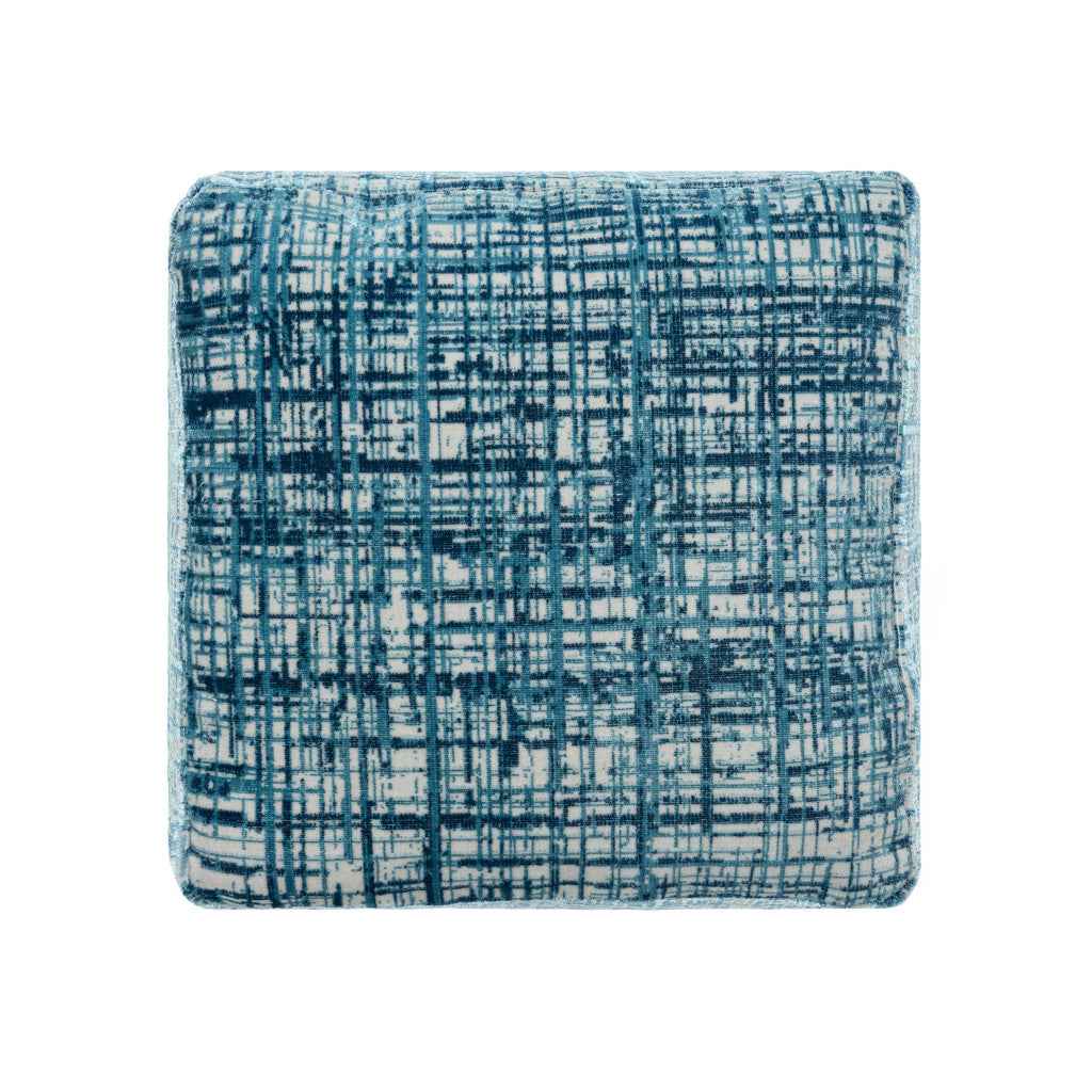 18" Blue Abstract Pouf Ottoman