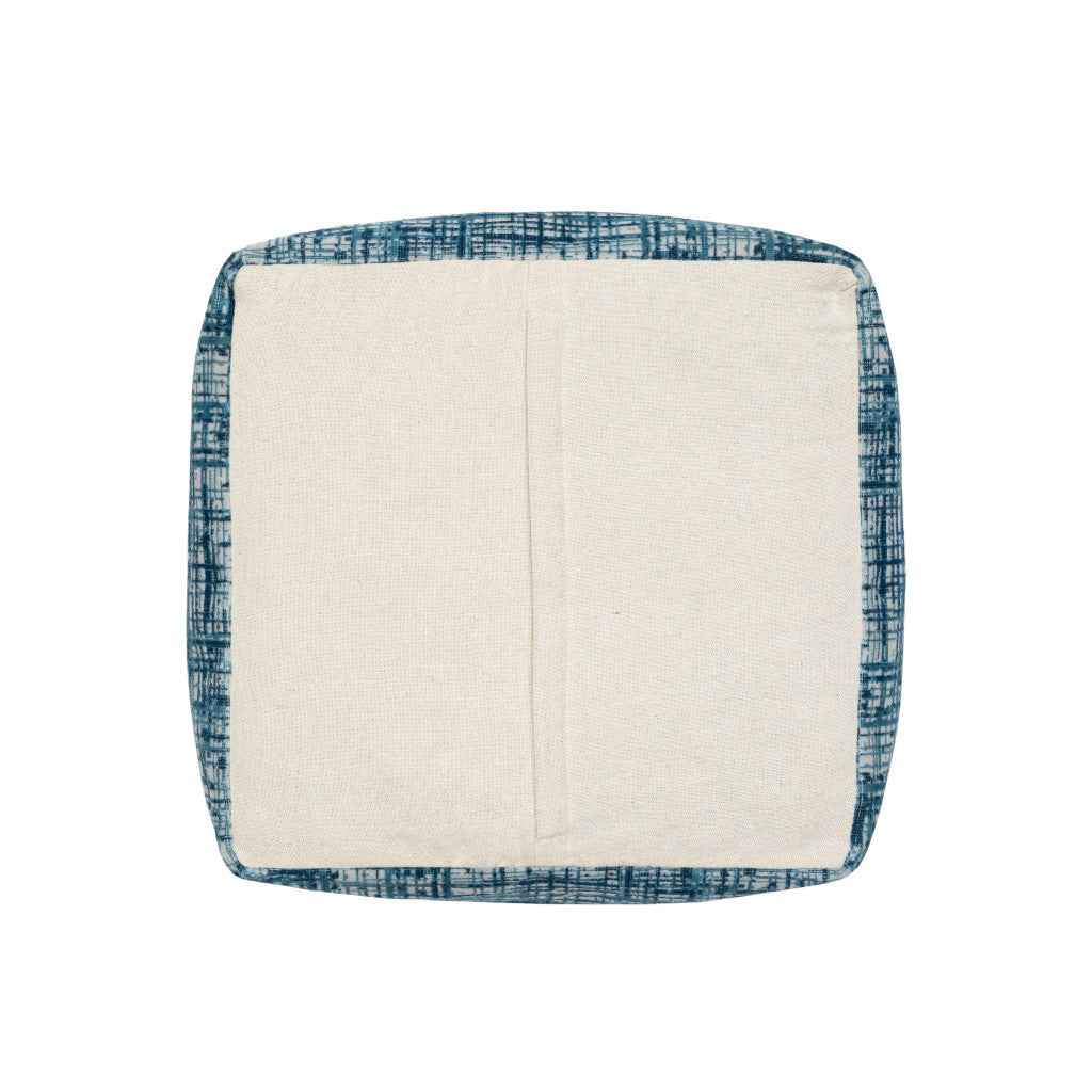 18" Blue Abstract Pouf Ottoman