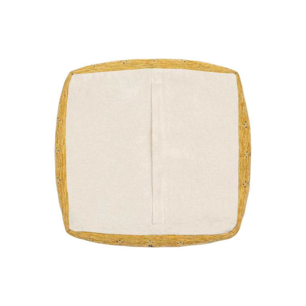 18" Yellow Abstract Pouf Ottoman