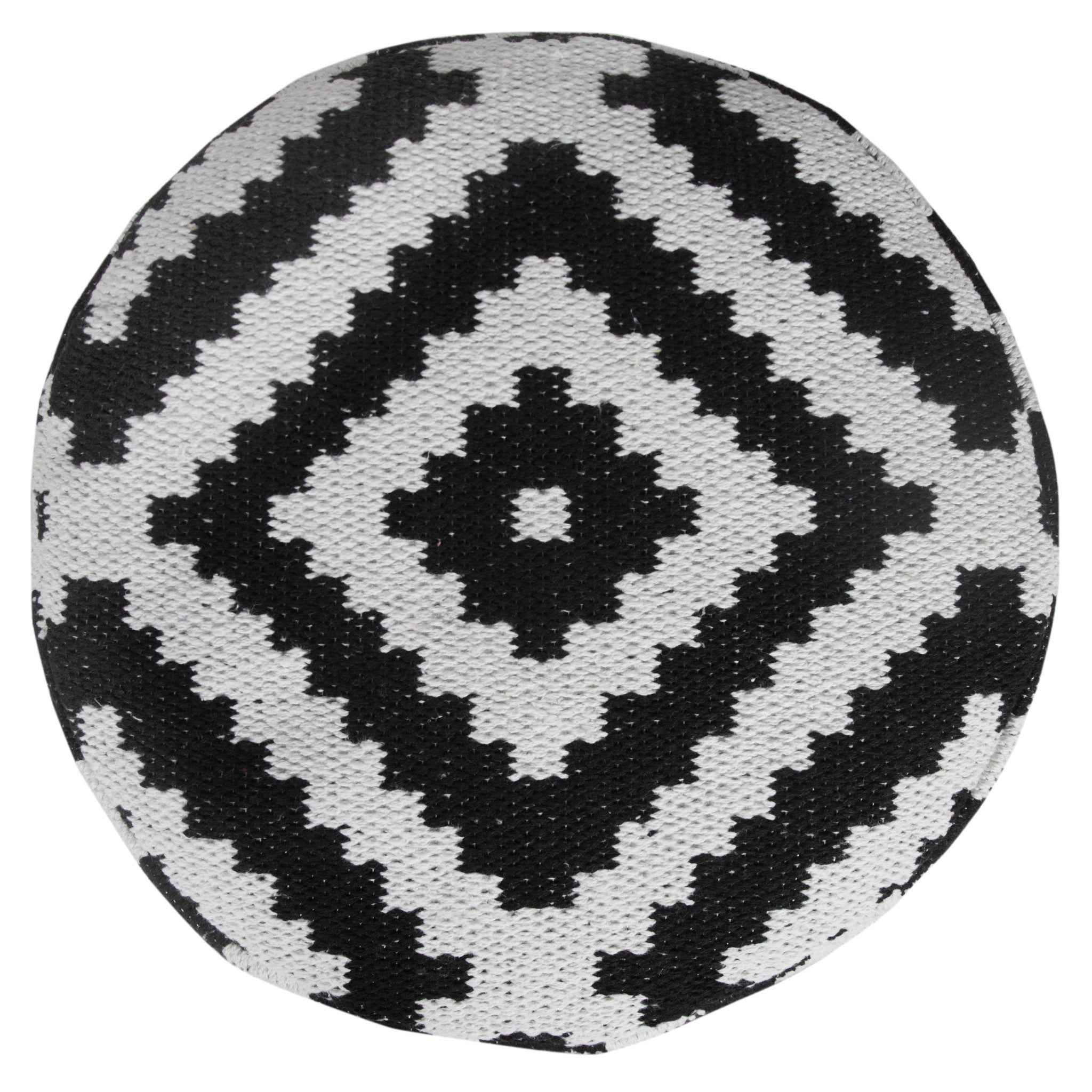 18" Black Cylinder Geometric Pouf Ottoman