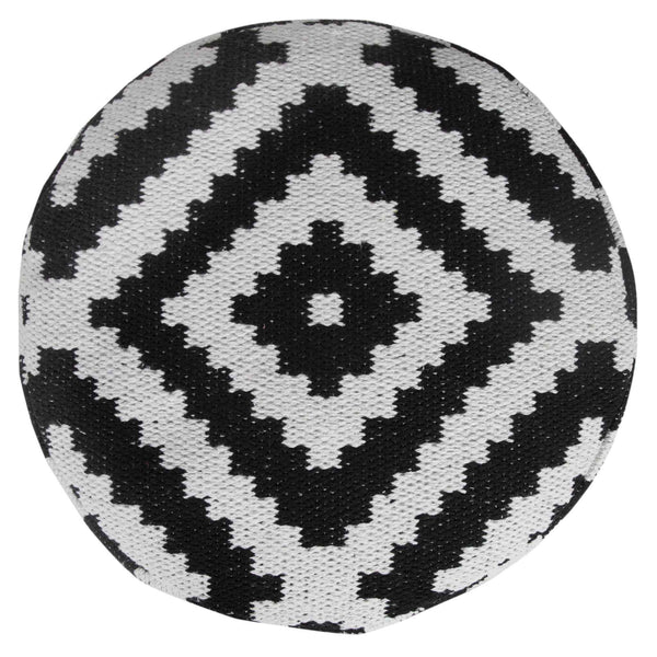 18" Black Cylinder Geometric Pouf Ottoman