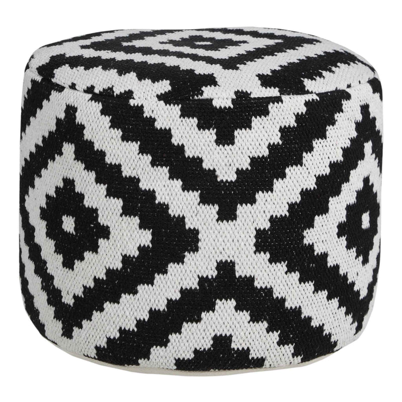 18" Black Cylinder Geometric Pouf Ottoman