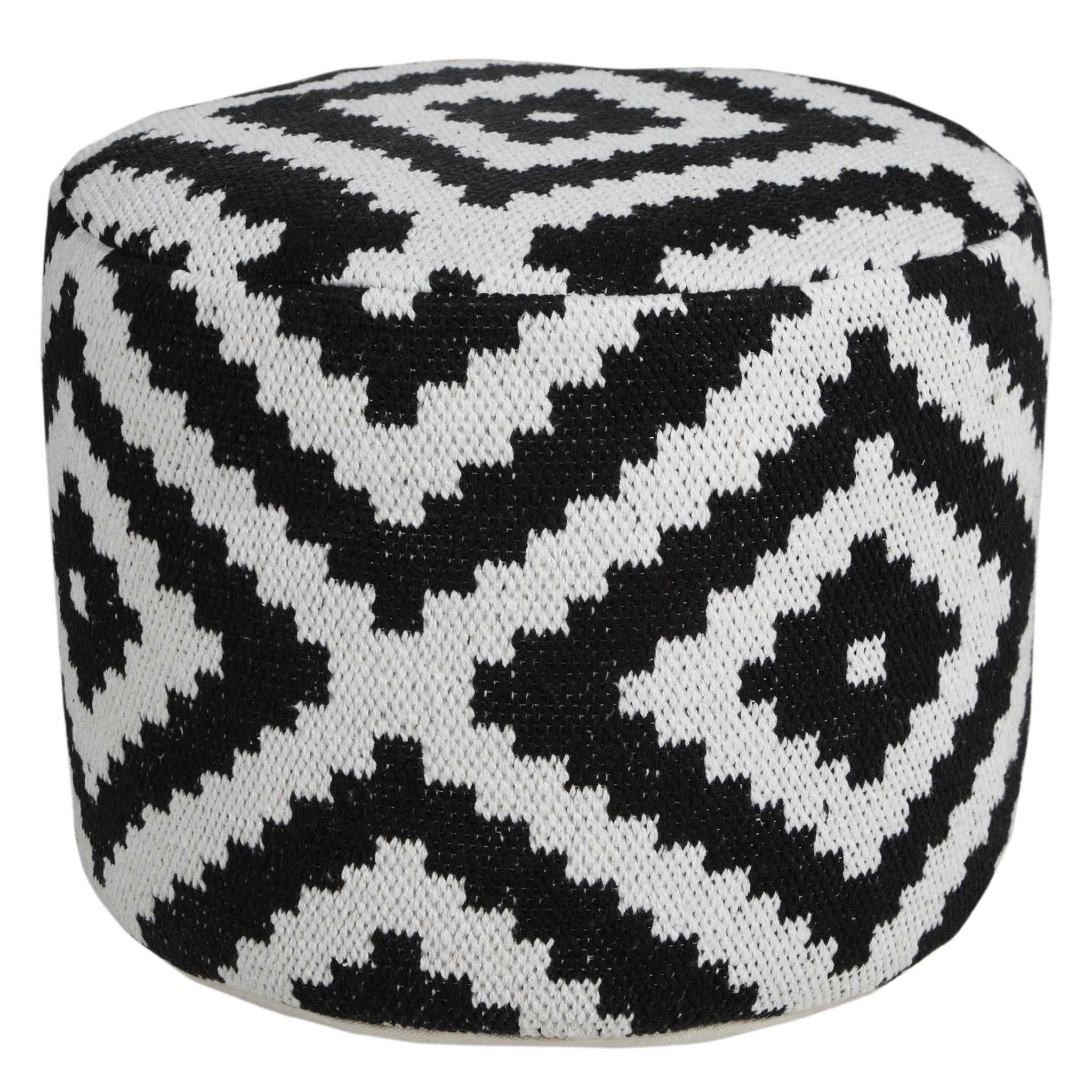 18" Black Cylinder Geometric Pouf Ottoman
