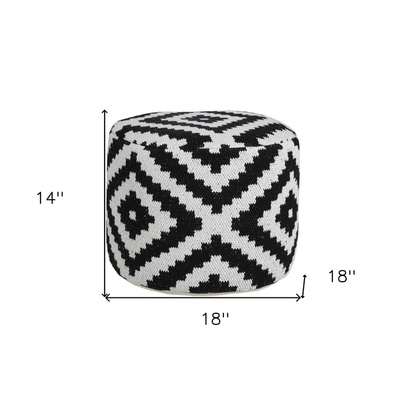 18" Black Cylinder Geometric Pouf Ottoman