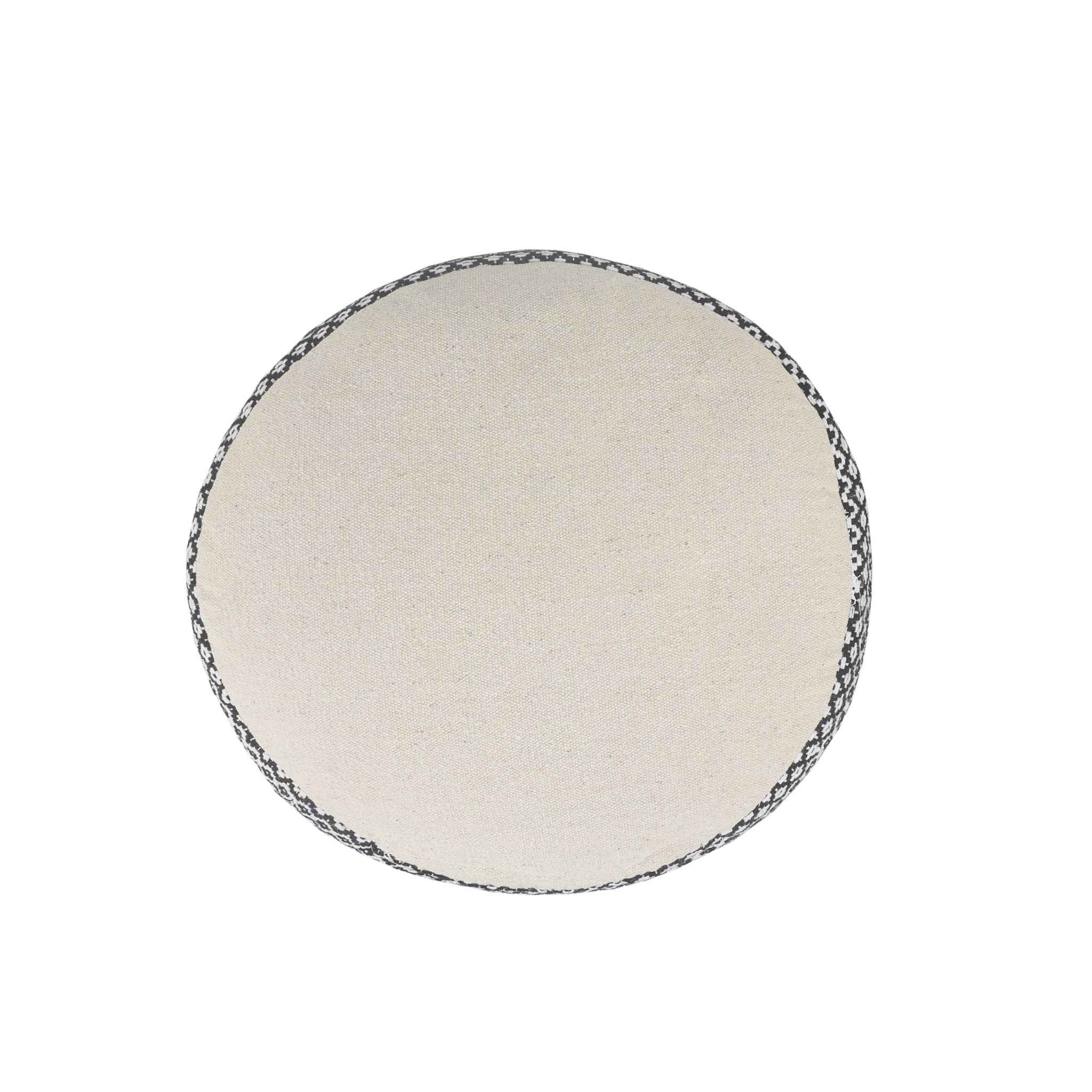 18" Black Cotton Cylinder Geometric Pouf Ottoman