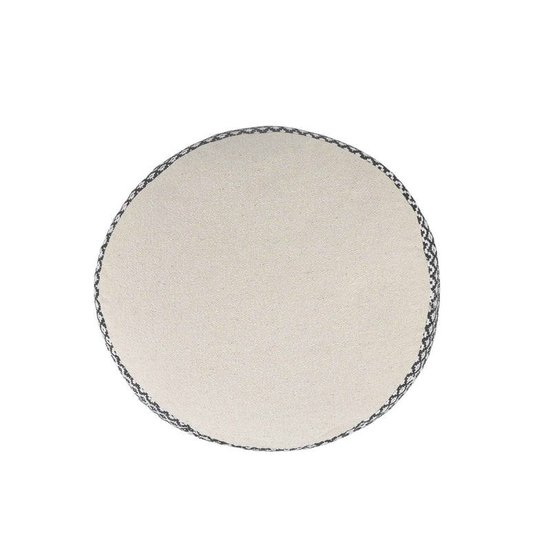 18" Black Cotton Cylinder Geometric Pouf Ottoman