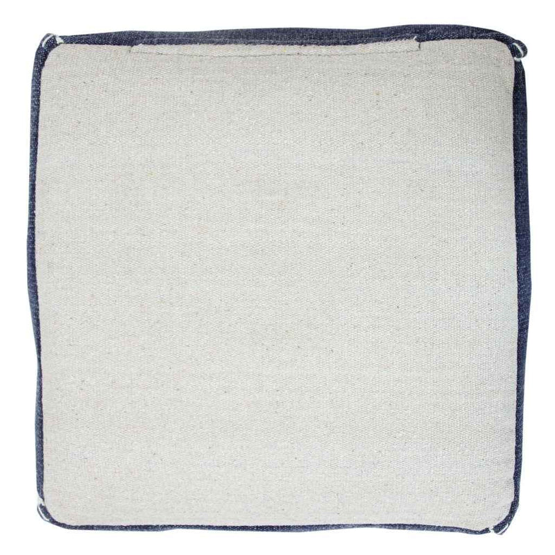 18" Blue Cotton Geometric Pouf Ottoman