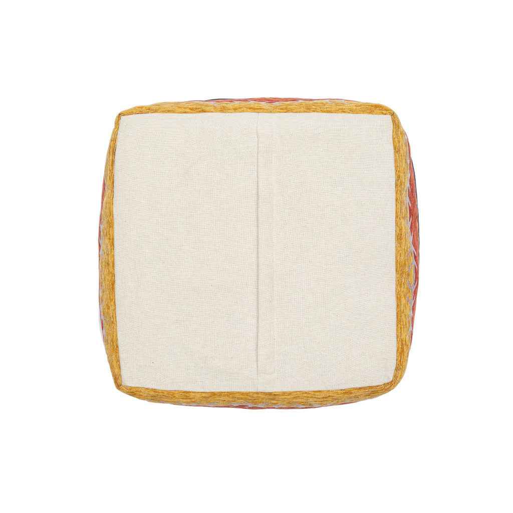 18" Blue And Orange Polyester Blend Striped Pouf Ottoman