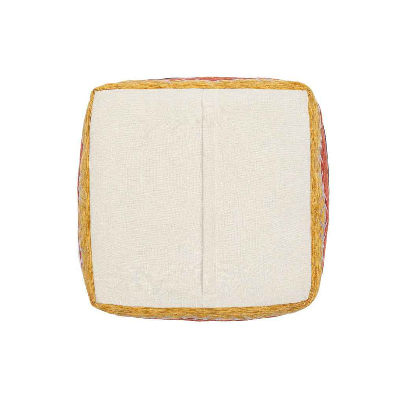 18" Blue And Orange Polyester Blend Striped Pouf Ottoman