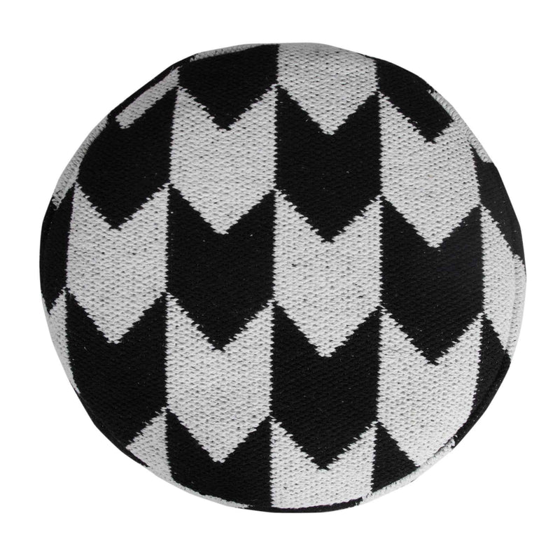 18" Black Cylinder Chevron Pouf Ottoman
