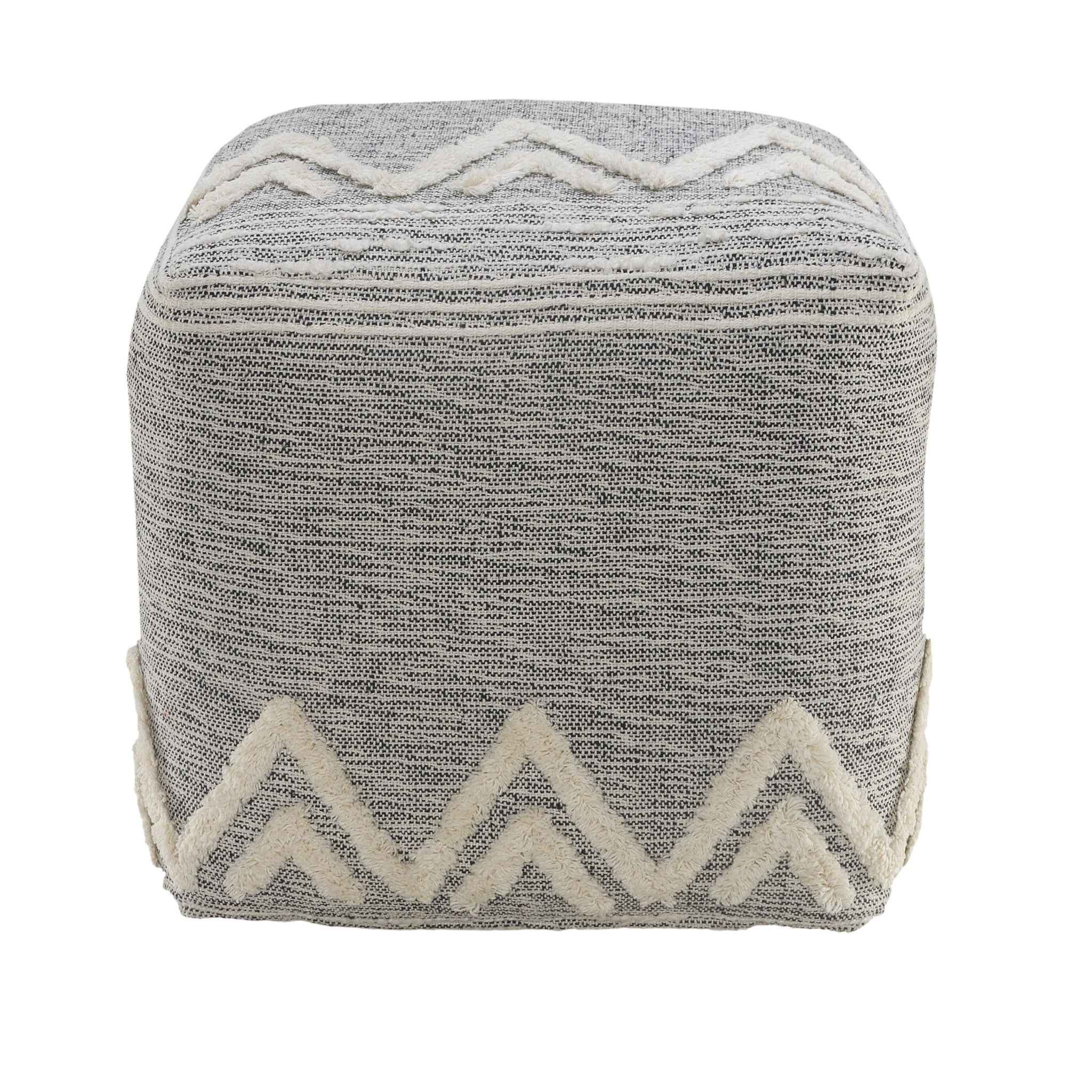 16" Gray Fabric Pouf Ottoman