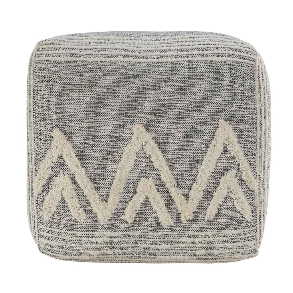 16" Gray Fabric Pouf Ottoman