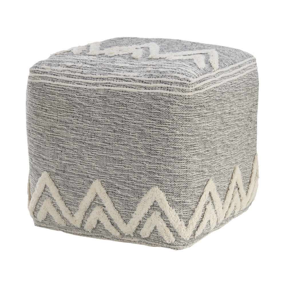 16" Gray Fabric Pouf Ottoman