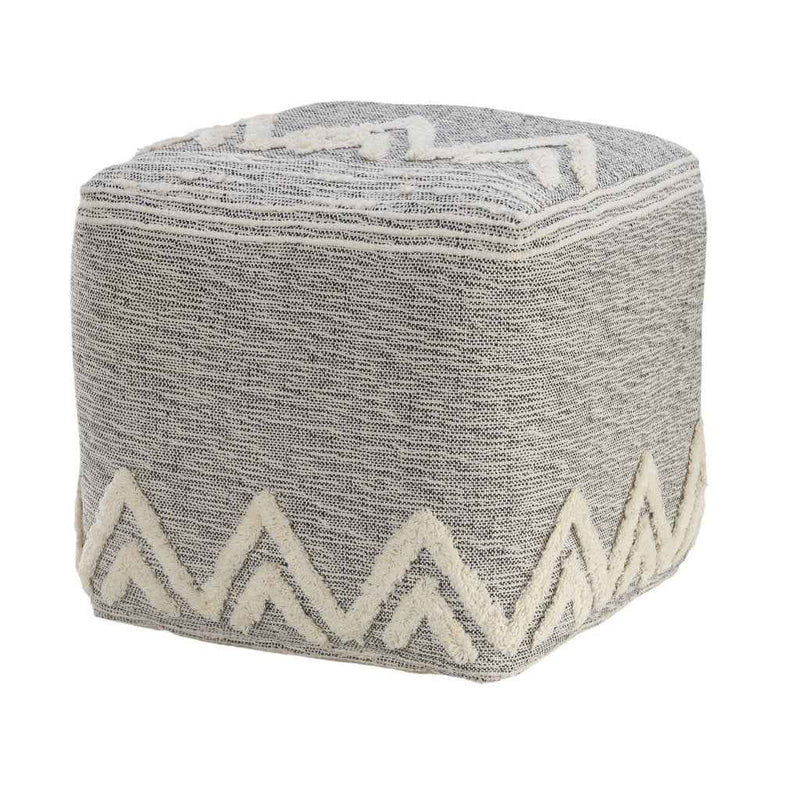 16" Gray Fabric Pouf Ottoman