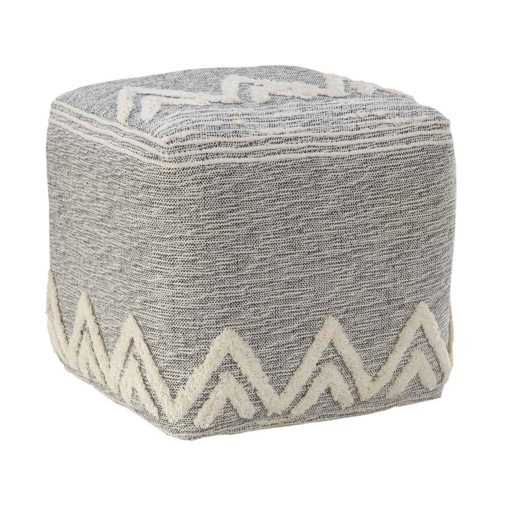 16" Gray Fabric Pouf Ottoman