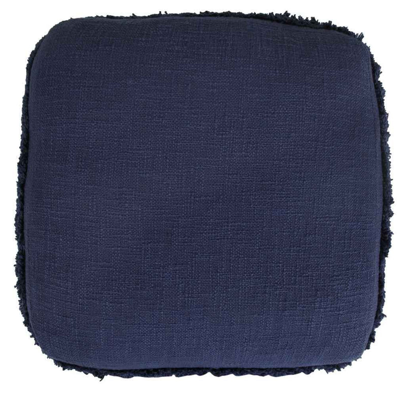 18" Blue Cotton Striped Pouf Ottoman