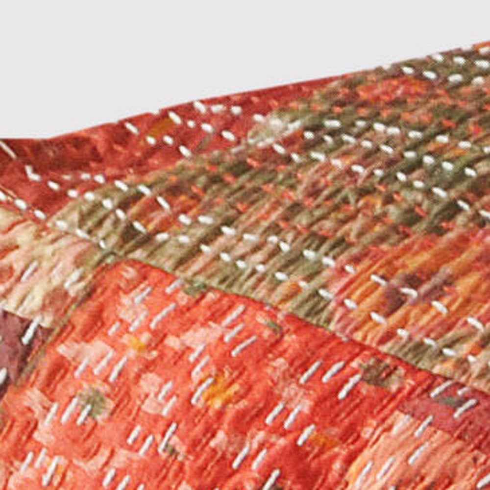 24" Red Patchwork Pouf Ottoman