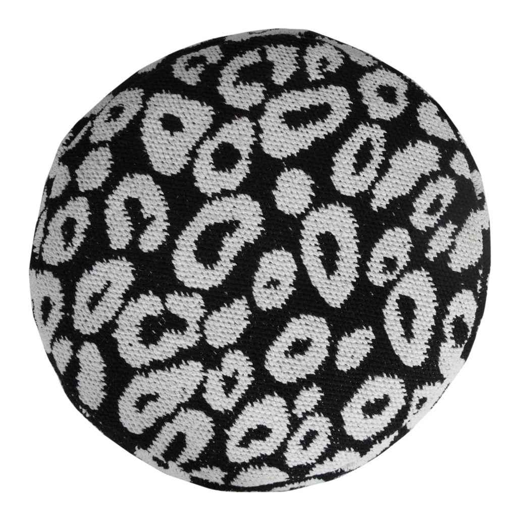 18" Black Cylinder Abstract Pouf Ottoman