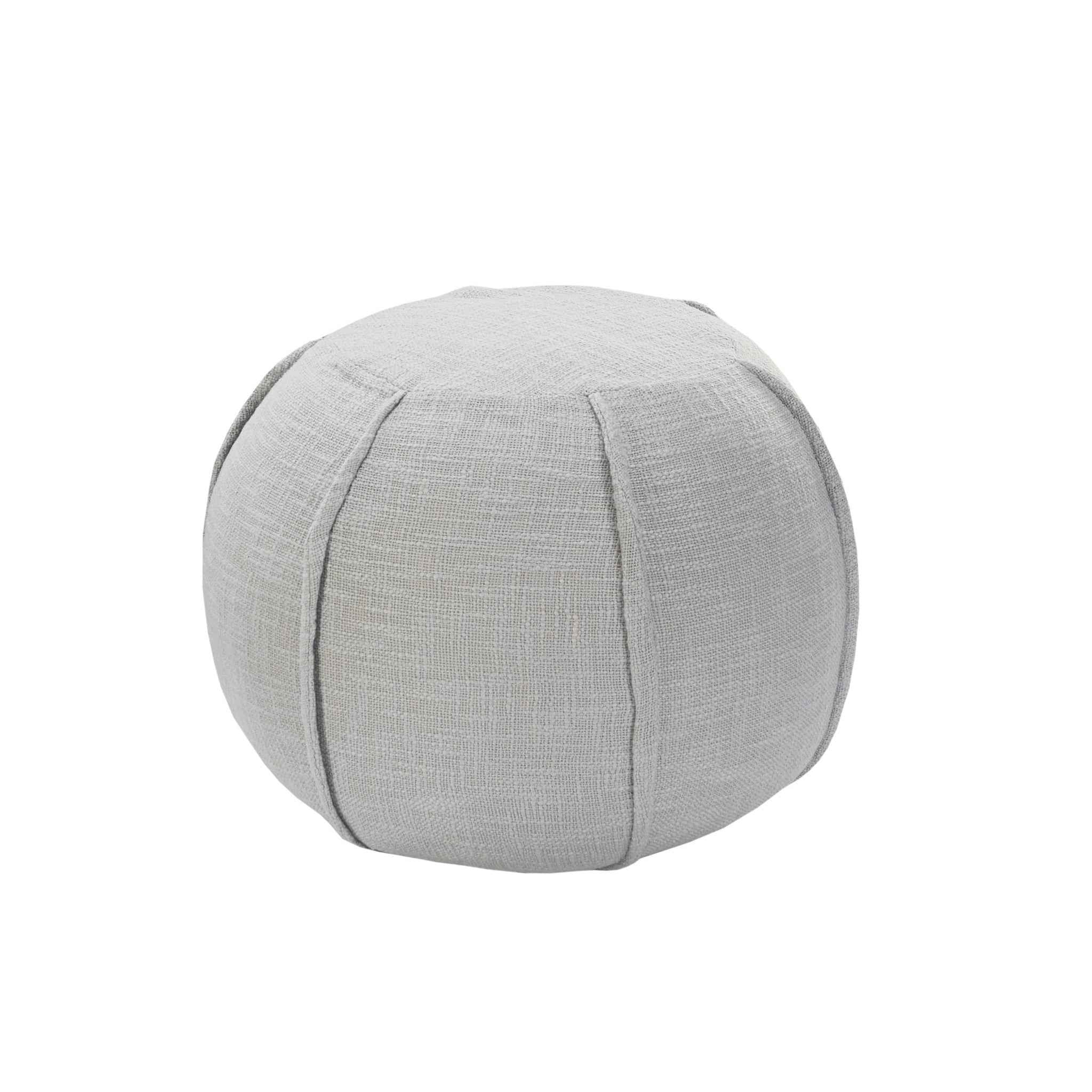 18" Gray Cotton Round Patchwork Pouf Ottoman