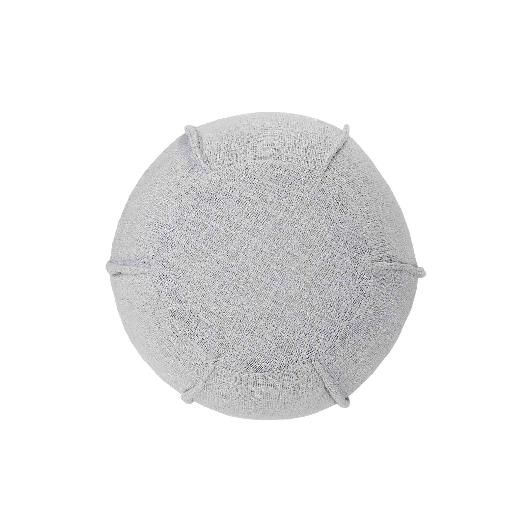 18" Gray Cotton Round Patchwork Pouf Ottoman