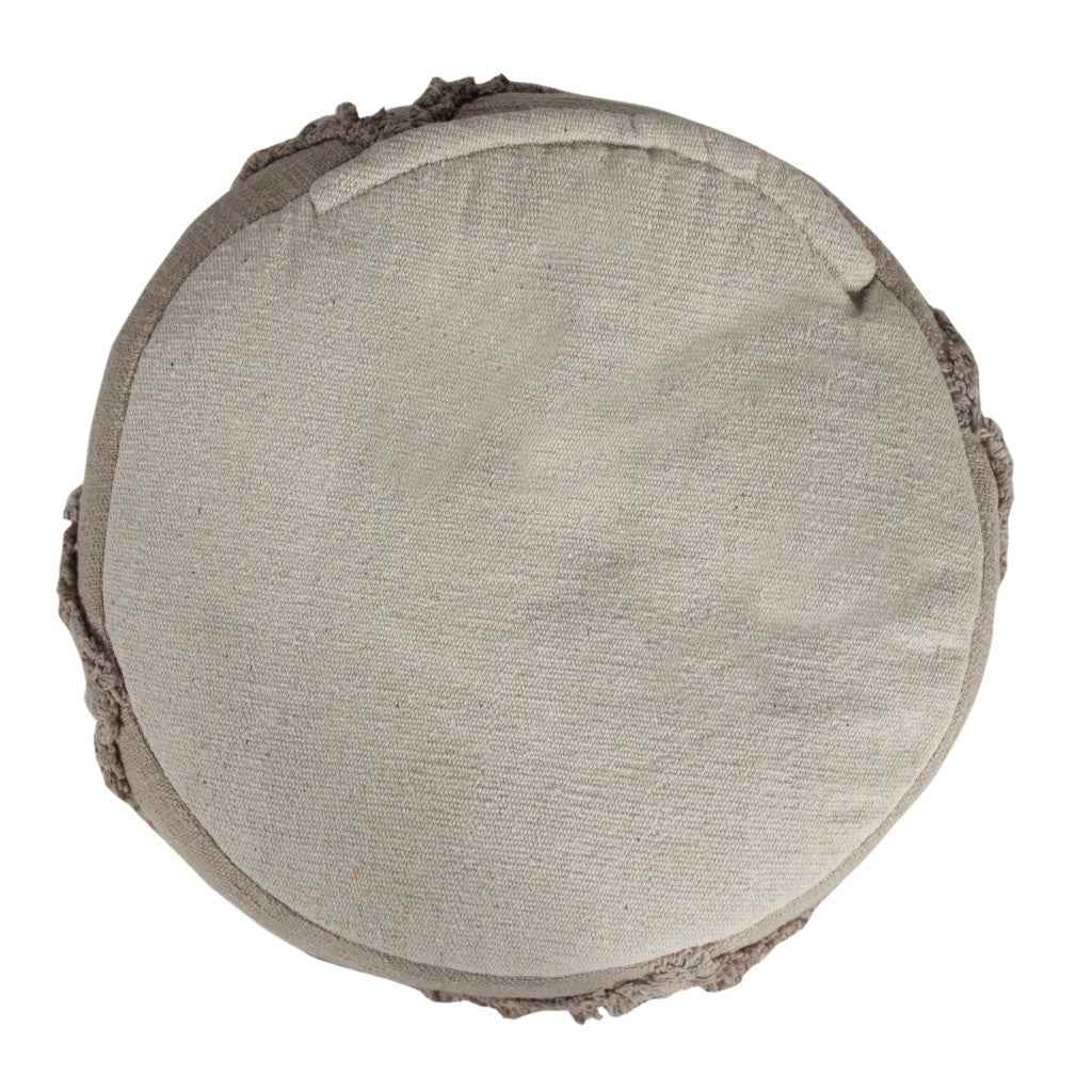 18" Brown Cotton Cylinder Geometric Pouf Ottoman