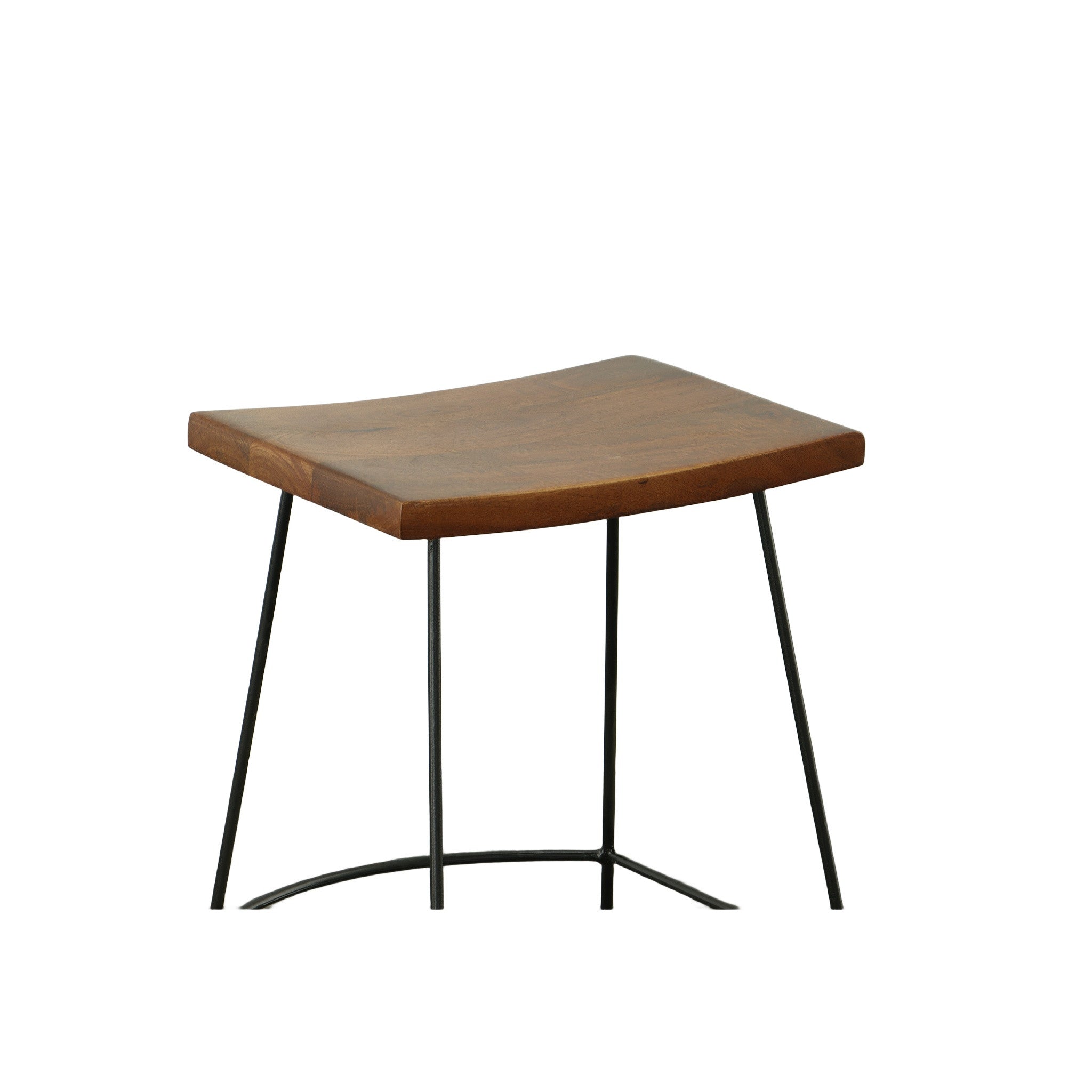 Set of Two 25" Chestnut And Black Solid Wood And Steel Backless Counter Height Bar Chairs - Living Room