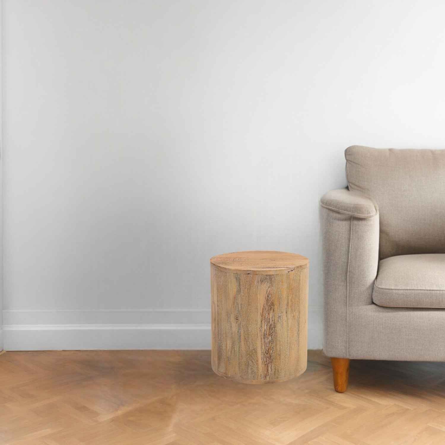 18" Natural Solid Wood Round End Table