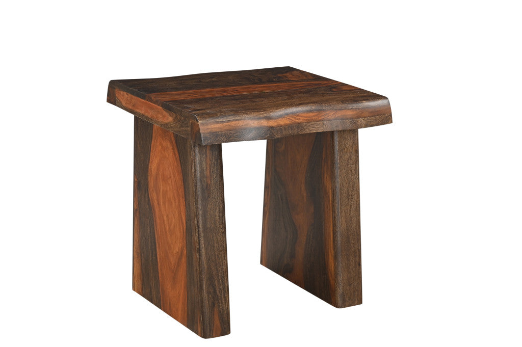 23" Dark Brown And Brown Wood Solid Wood Square End Table Default Title