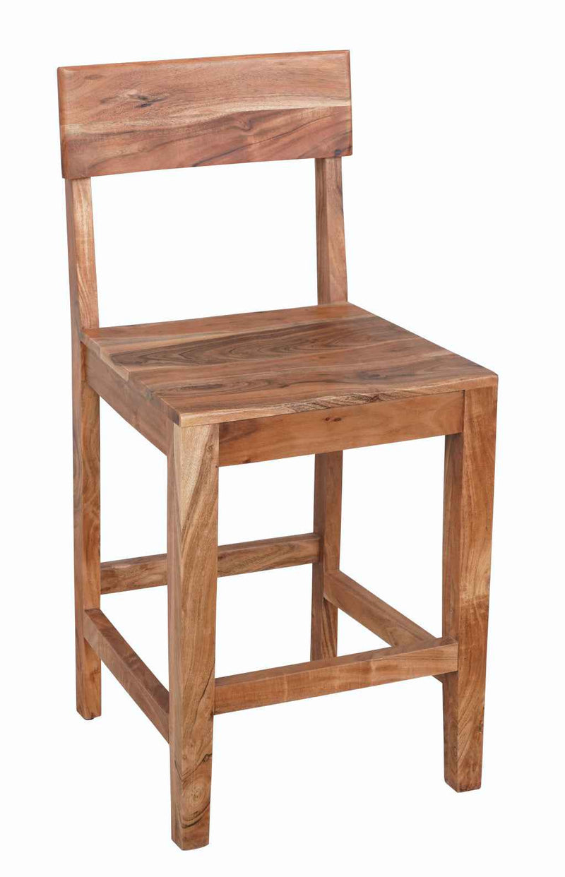 18" Brown Solid Wood Counter Height Bar Chair