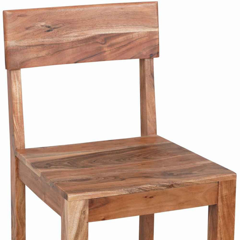 18" Brown Solid Wood Counter Height Bar Chair