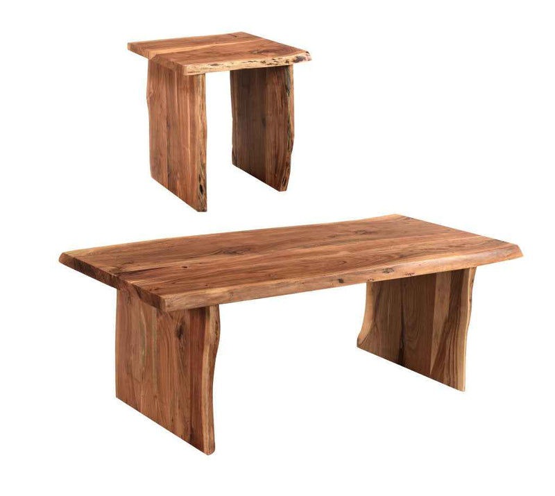 51" Brown Solid Wood Sled Coffee Table