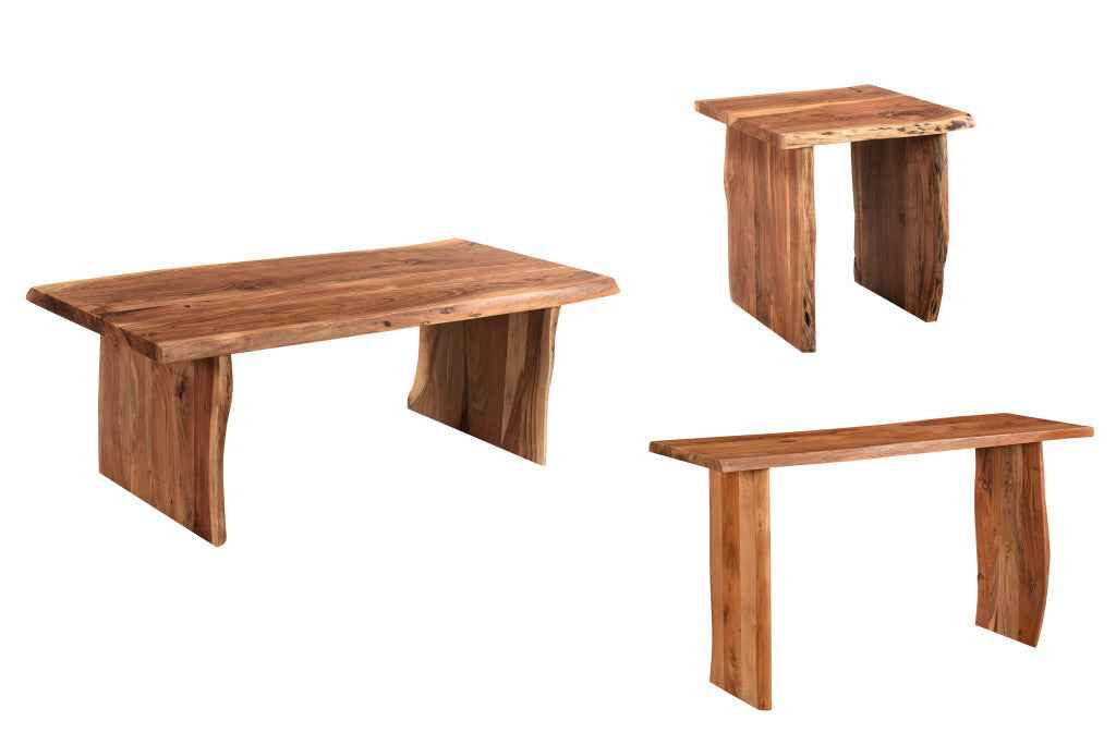 51" Brown Solid Wood Sled Coffee Table