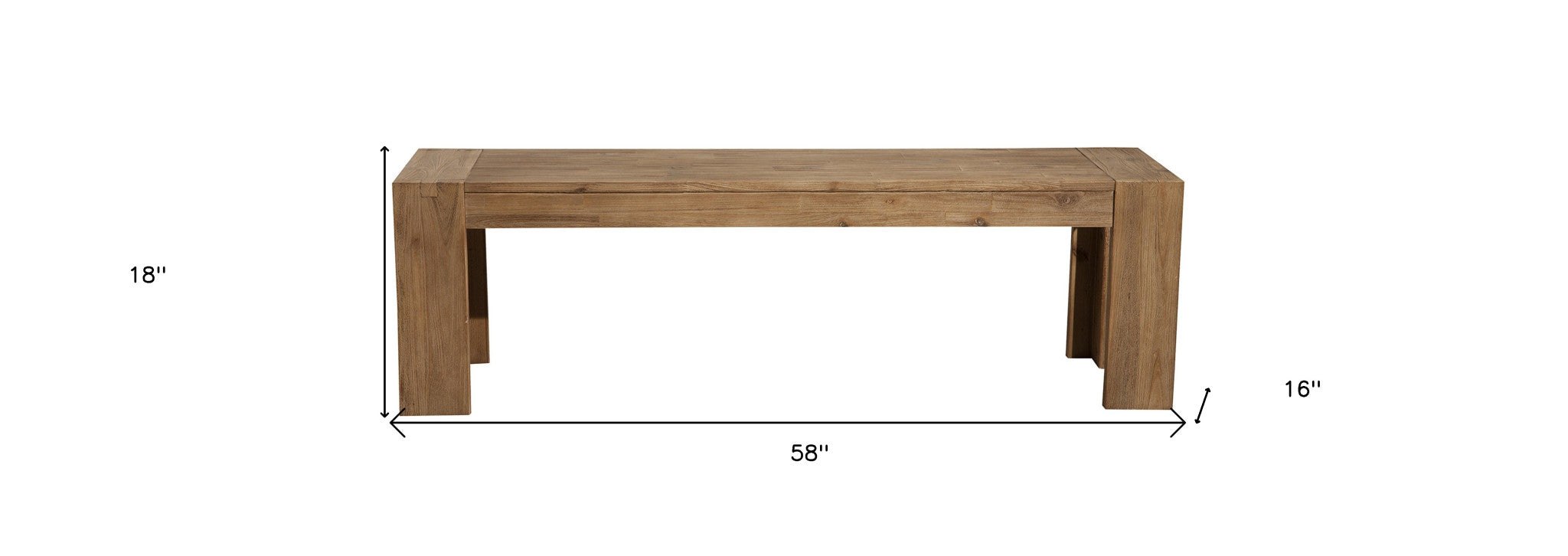 58" Natural Distressed Solid Wood Dining Bench - Living Room