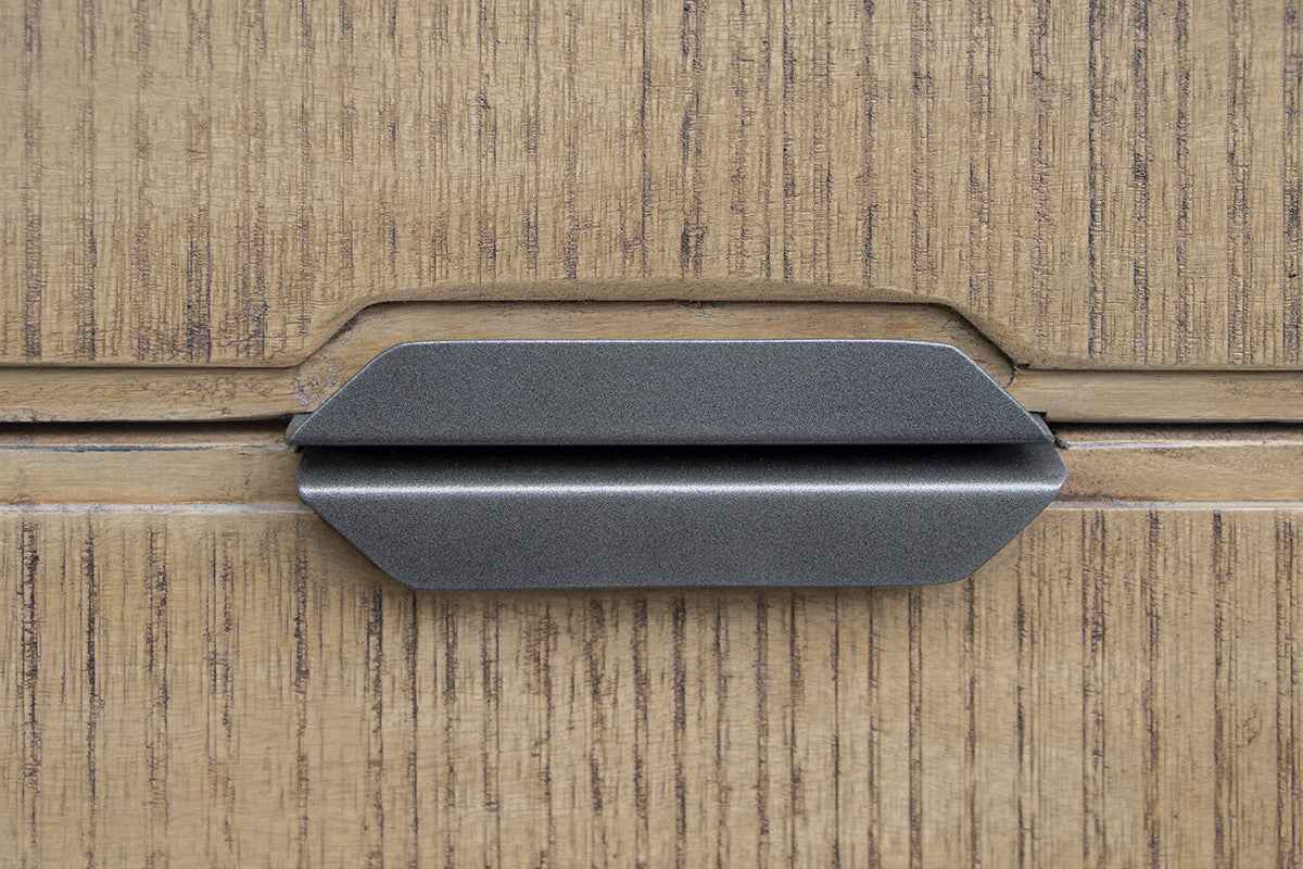 70" Light Gray Solid Wood Open shelving Distressed TV Stand