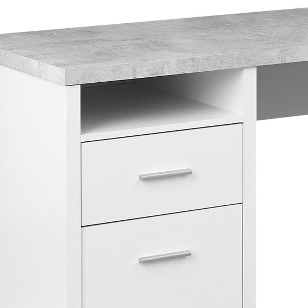 78" Gray and Silver L Shape Computer Desk With Two Drawers - Office Supplies