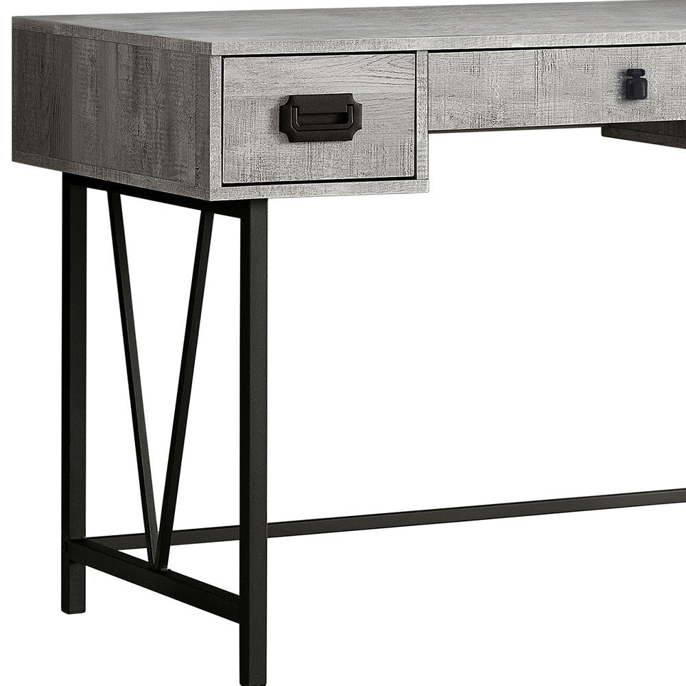 47" Gray and Black Computer Desk With Three Drawers - Office Supplies