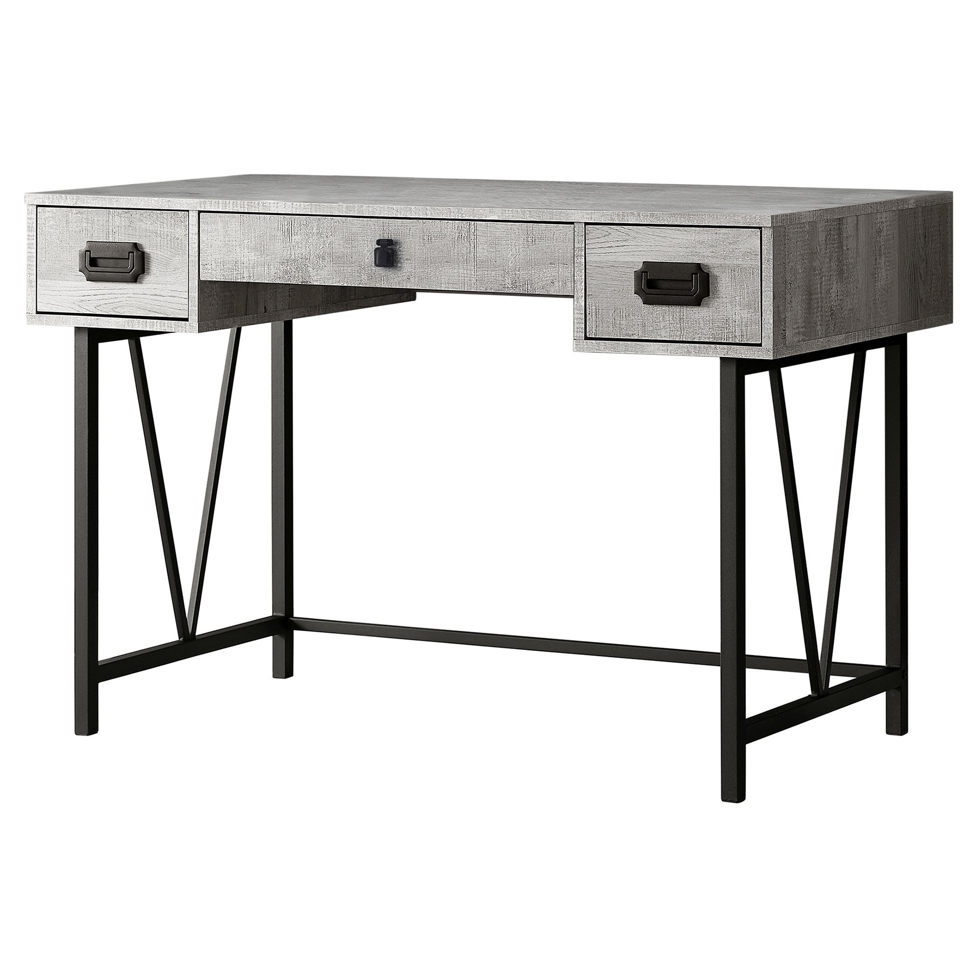47" Gray and Black Computer Desk With Three Drawers - Office Supplies