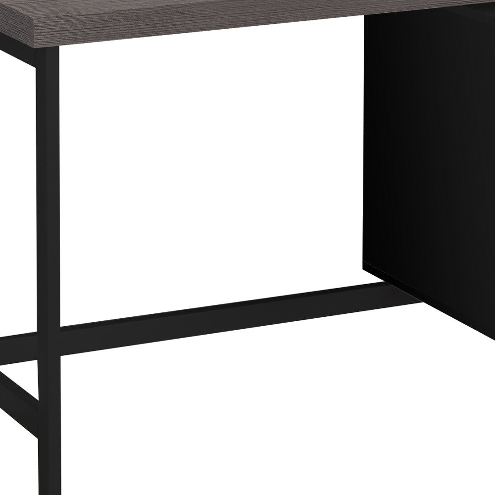 24" Gray and Black Computer Desk With Two Drawers - GreatEagleInc