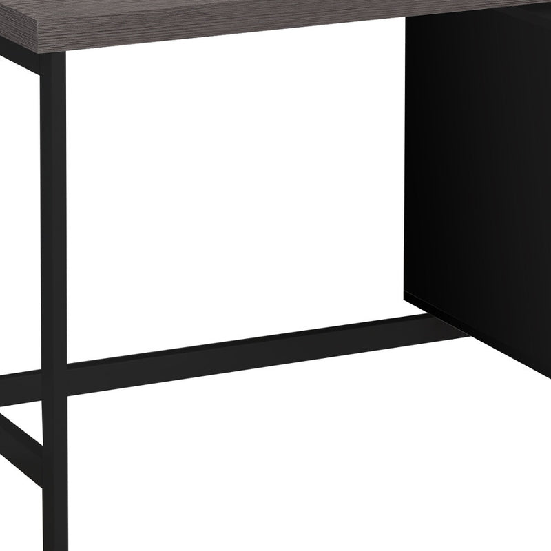 24" Gray and Black Computer Desk With Two Drawers - GreatEagleInc