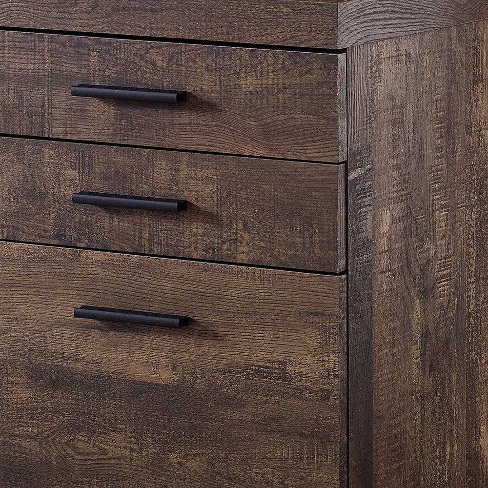 25" Brown Particle Board and Wood Filing Cabinet With Drawers - Office Supplies