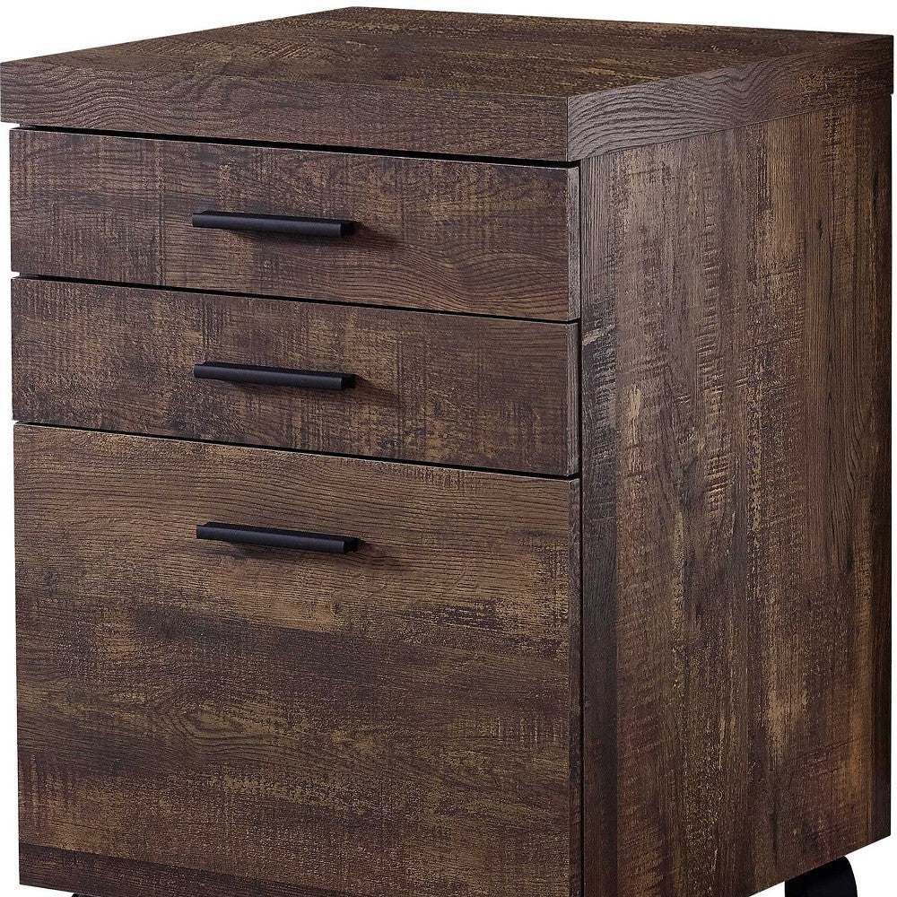 25" Brown Particle Board and Wood Filing Cabinet With Drawers - Office Supplies