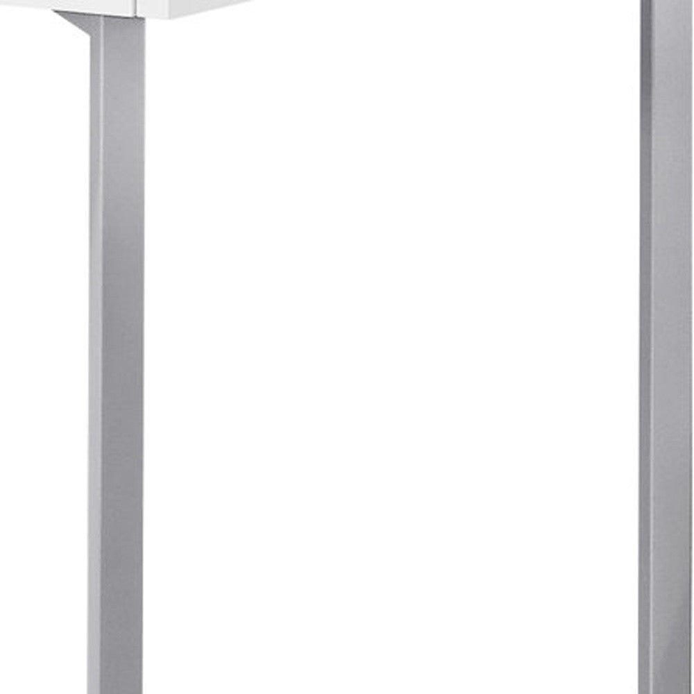 48" White and Silver Writing Desk With Two Drawers - Office Supplies