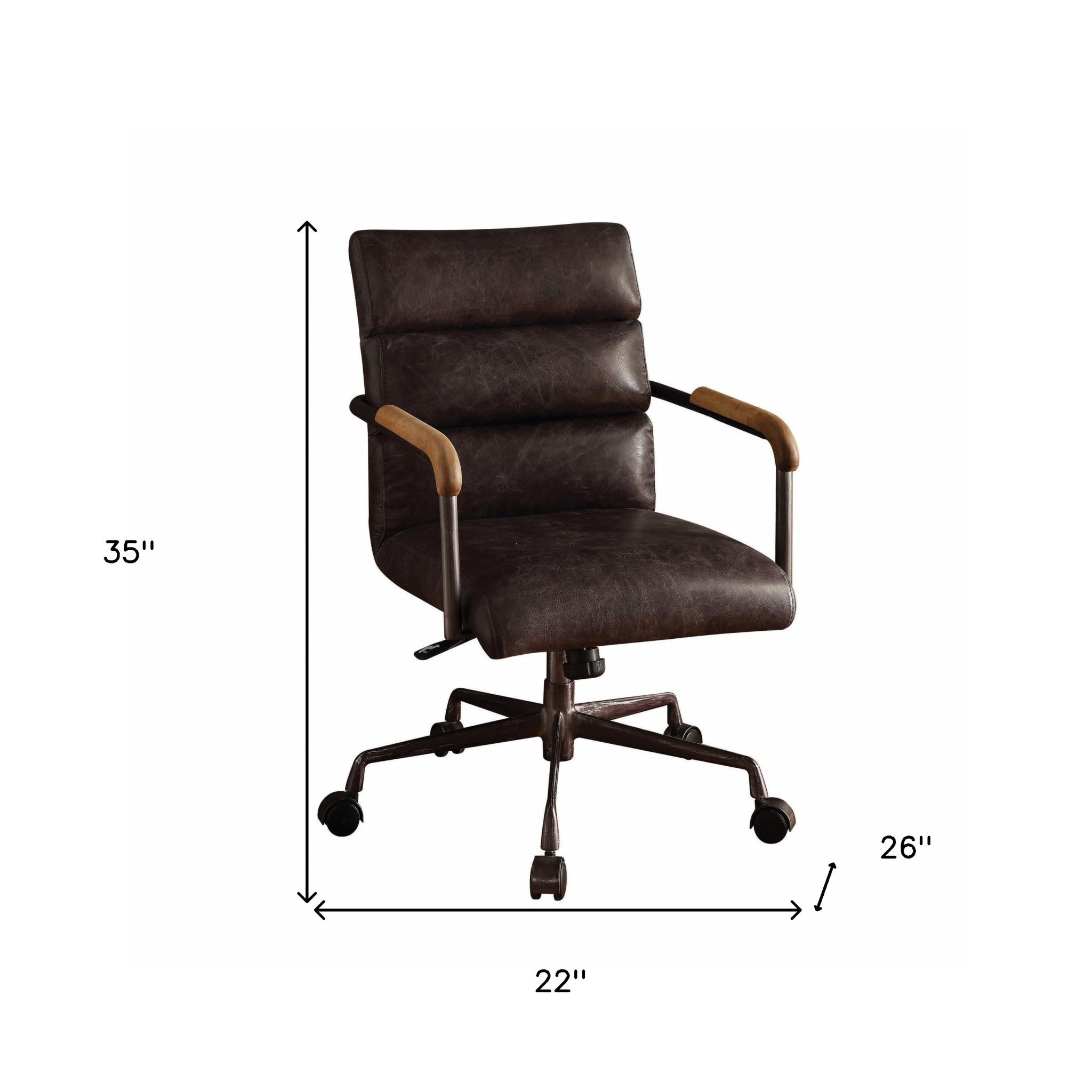 Black Adjustable Swivel Faux Leather Rolling Office Chair - Office