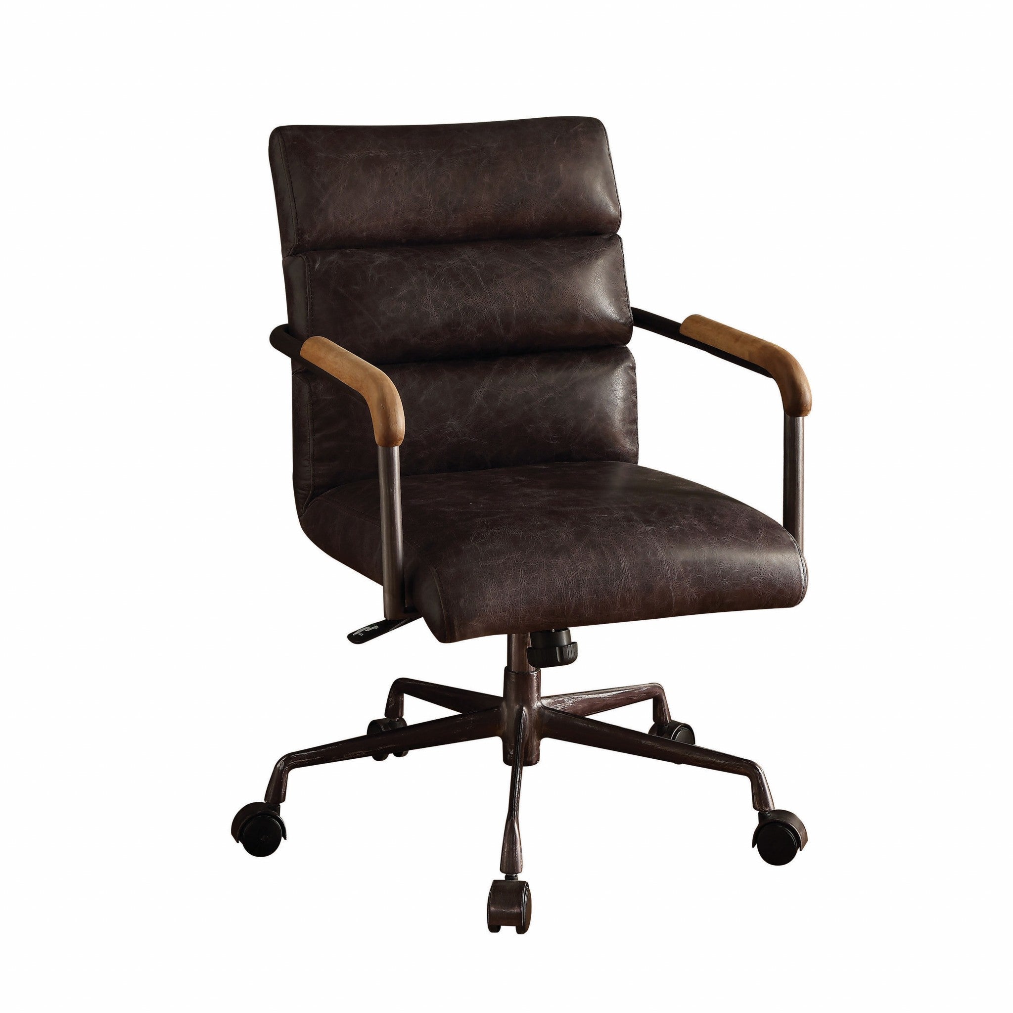 Black Adjustable Swivel Faux Leather Rolling Office Chair - Office