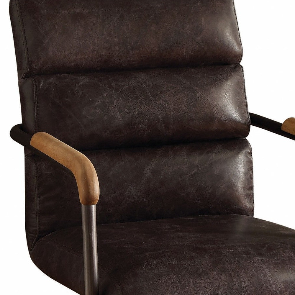Black Adjustable Swivel Faux Leather Rolling Office Chair - Office